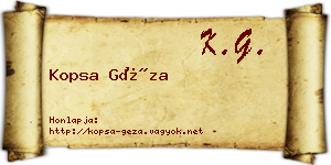 Kopsa Géza névjegykártya