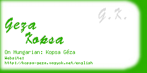 geza kopsa business card