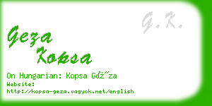 geza kopsa business card